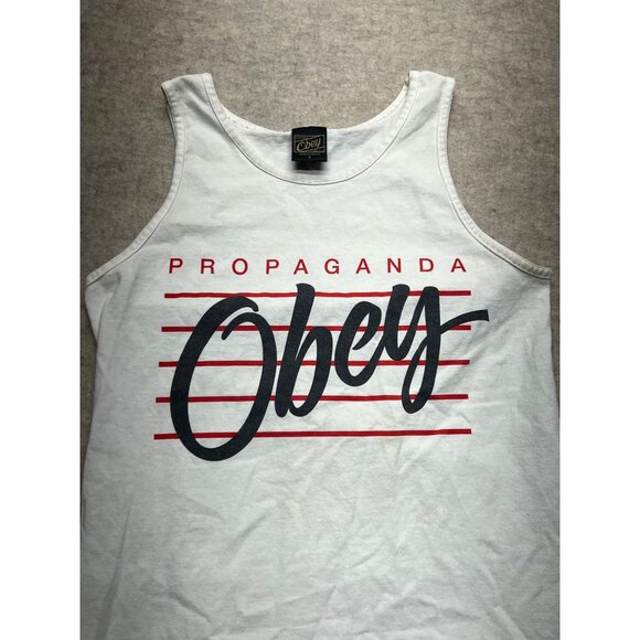 Obey Propaganda White Streetwear Tank Top Size Women's Large - Picture 3 of 8